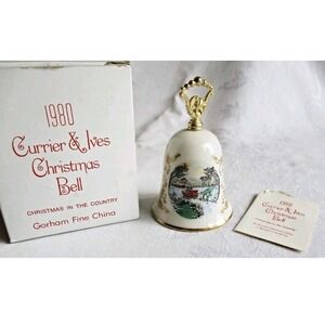 Gorham 1980 Currier & Ives Christmas Bell Christmas in the Country 5th in series